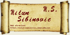Milun Sibinović vizit kartica